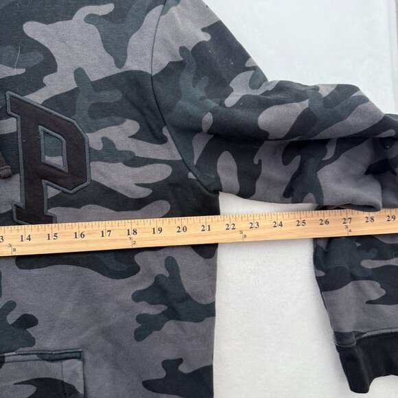 GAP Hoodie Mens M Gray Camo Logo Spell Out Embroidered Pullover - Picture 4 of 8